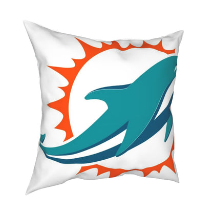 Custom Decorative Football Pillow Case Miami Dolphins White Pillowcase Personalized Throw Pillow Covers