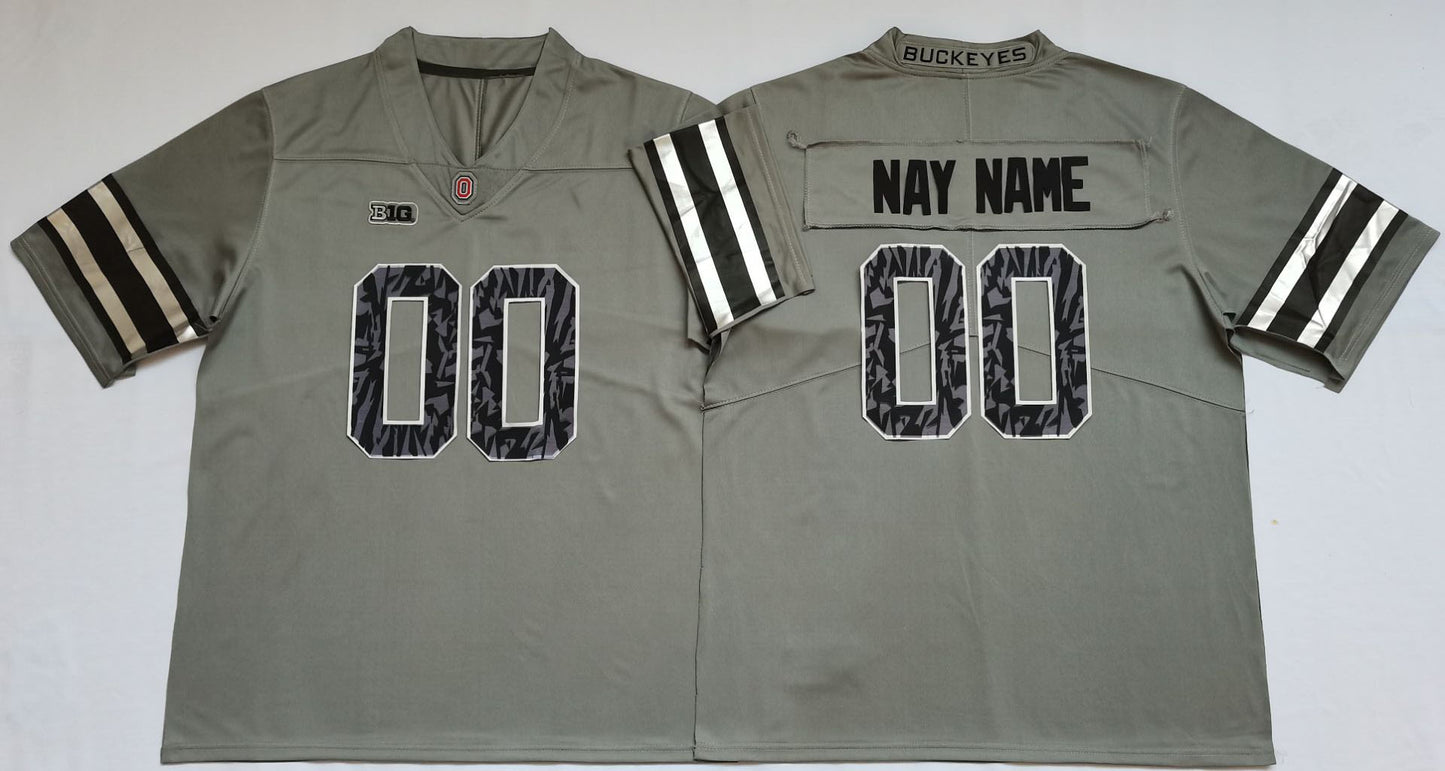 Custom Football Ohio State Buckeyes Grey Jersey Mens Youth Women Short Sleeve American College Jerseys