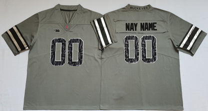 Custom Football Ohio State Buckeyes Grey Jersey Mens Youth Women Short Sleeve American College Jerseys