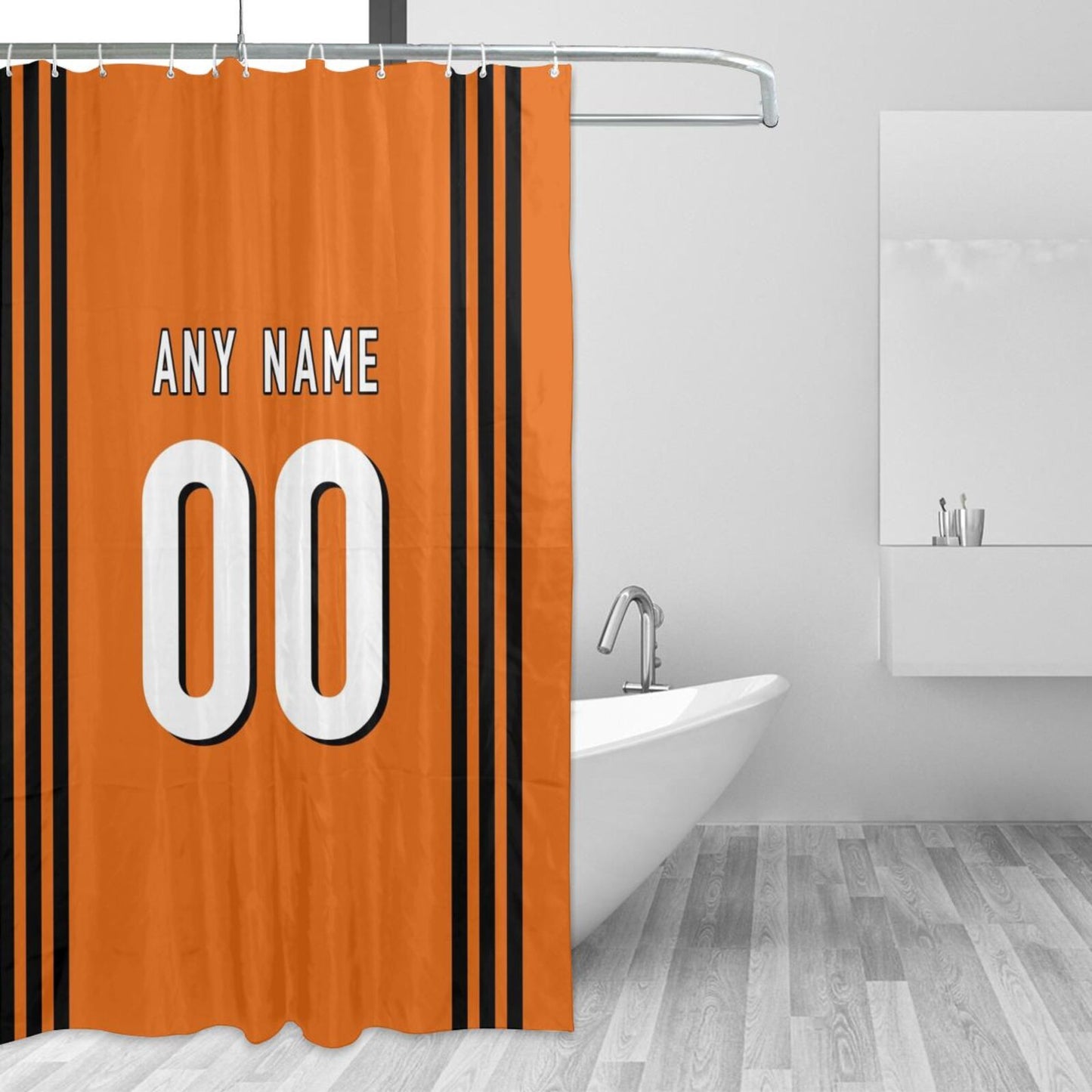 Custom Football Cincinnati Bengals style personalized shower curtain custom design name and number set of 12 shower curtain hooks Rings