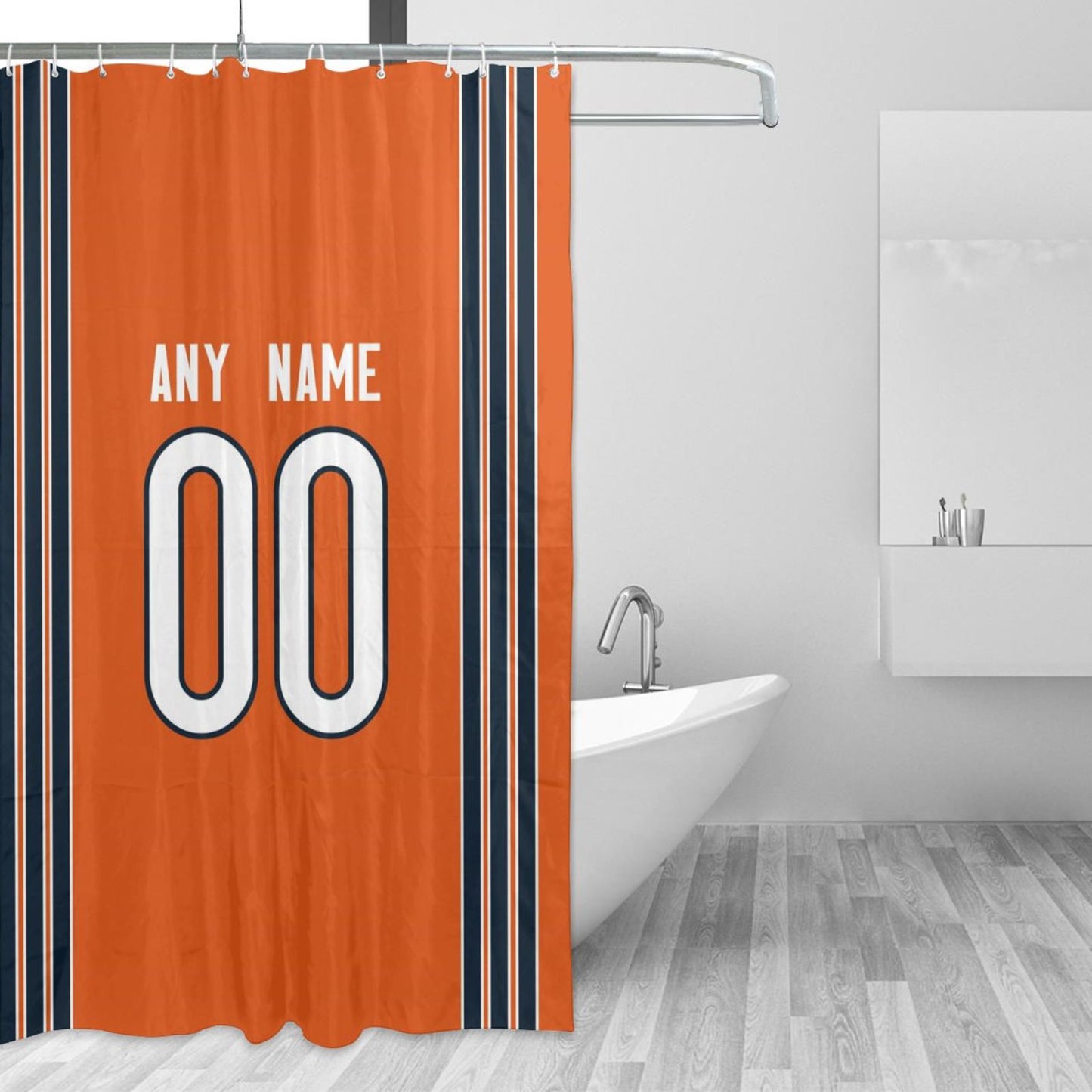 Custom Football Chicago Bears style personalized shower curtain custom design name and number set of 12 shower curtain hooks Rings