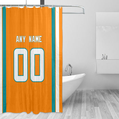 Custom Football Miami Dolphins style personalized shower curtain custom design name and number set of 12 shower curtain hooks Rings