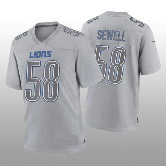 D.Lions #58 Penei Sewell Gray Game Atmosphere Jersey Stitched American Football Jerseys
