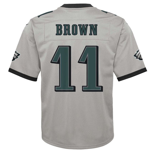 P.Eagles #11 A.J. Brown Silver Inverted Game Jersey Stitched American Football Jerseys