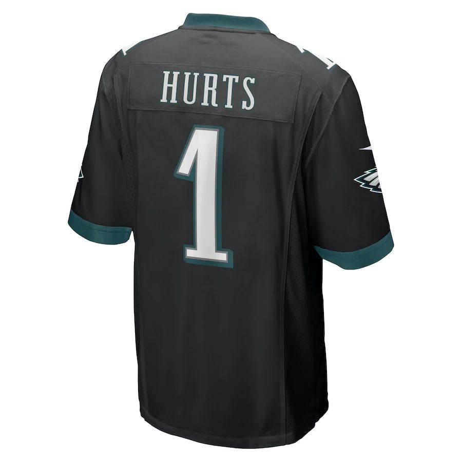 P.Eagles #1 Jalen Hurts Black Game Jersey Stitched American Football Jerseys