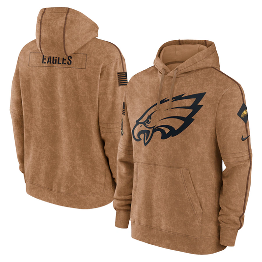 P.Eagles Blank Brown 2023 Salute To Service Club Pullover Hoodie