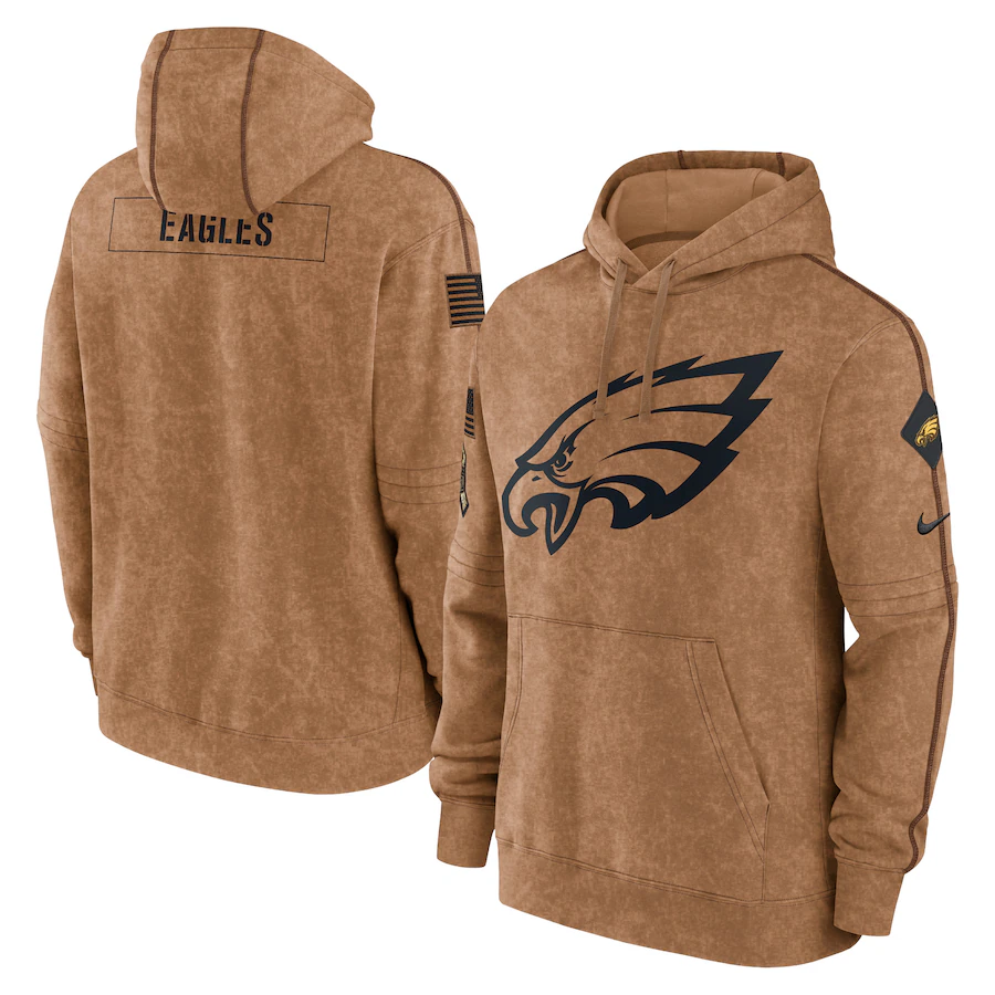 P.Eagles Blank Brown 2023 Salute To Service Club Pullover Hoodie