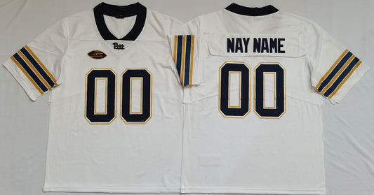 Custom Football Pitt Panthers White Jersey Mens Youth Women Short Sleeve American College Jerseys