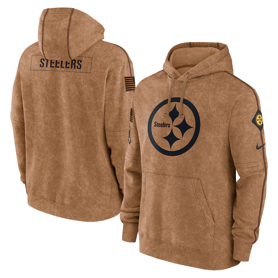 P.Steelers Blank Brown 2023 Salute To Service Club Pullover Hoodie