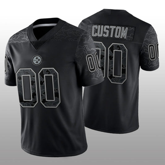 Custom Football Pittsburgh Steelers Stitched Black RFLCTV Limited Jersey