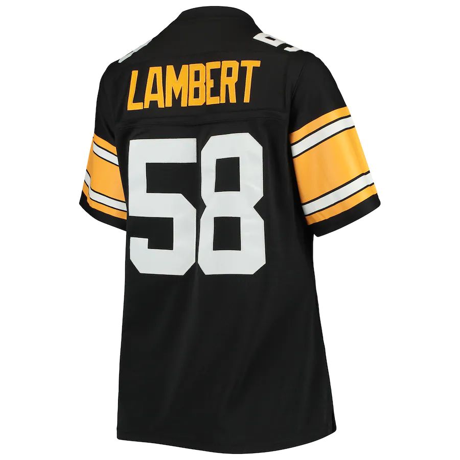 P.Steelers #58 Jack Lambert Mitchell & Ness Black Legacy Replica Player Jersey Stitched American Football Jerseys