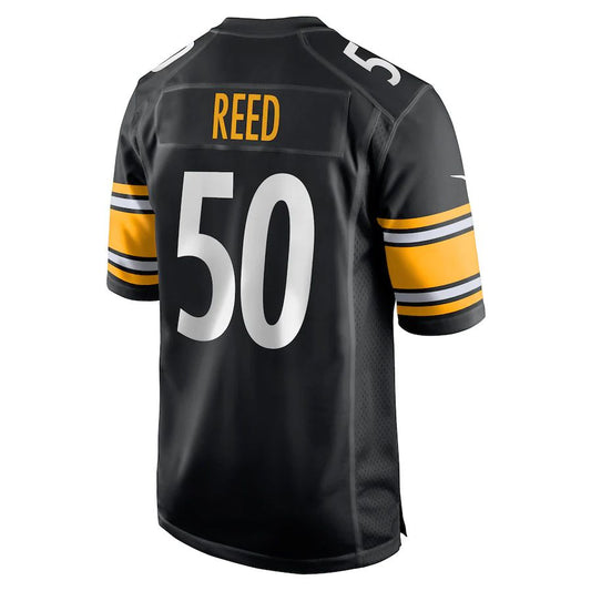 P.Steelers #50 Malik Reed Black Game Player Jersey Stitched American Football Jerseys