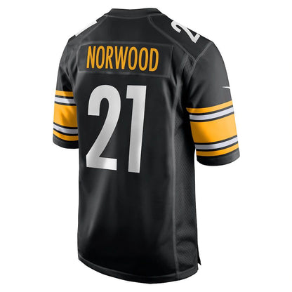 P.Steelers #21 Tre Norwood Black Game Jersey Stitched American Football Jerseys