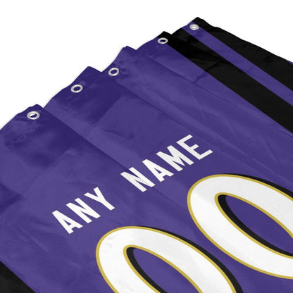 Custom Football Baltimore Ravens style personalized shower curtain custom design name and number set of 12 shower curtain hooks Rings
