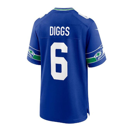 S.Seahawks #6 Quandre Diggs Throwback Player Game Jersey - Royal Stitched American Football Jerseys