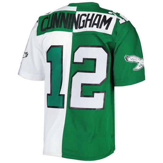 P.Eagles #12 Randall Cunningham Mitchell & Ness 1990 Split Legacy Replica Jersey  Stitched American Football Jerseys