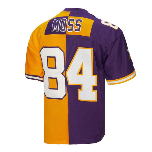 MN.Vikings #84 Randy Moss Mitchell & Ness 1998 Split Legacy Replica Jersey  Purple Gold Stitched American Football Jerseys