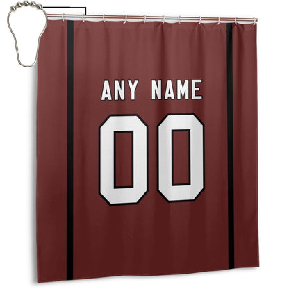 Custom Football Arizona cardinal style personalized shower curtain custom design name and number set of 12 shower curtain hooks Rings