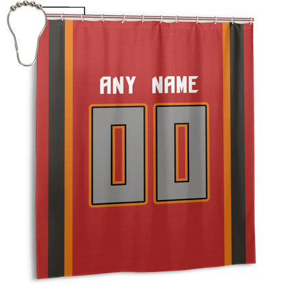 Custom Football Tampa Bay Buccaneers style personalized shower curtain custom design name and number set of 12 shower curtain hooks Rings