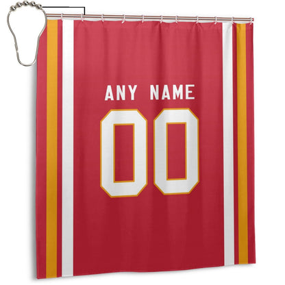 Custom Football Kansas City Chiefs style personalized shower curtain custom design name and number set of 12 shower curtain hooks Rings