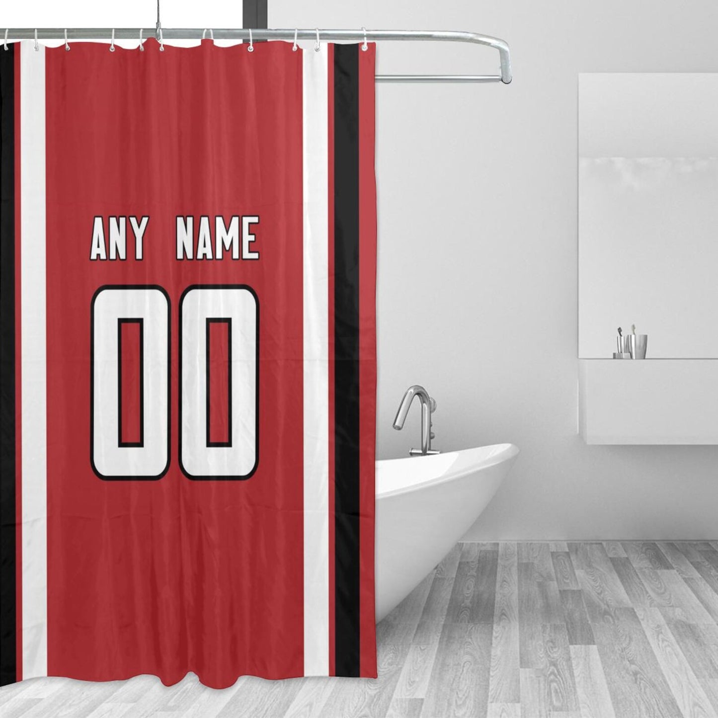 Custom Football Atlanta Falcons style personalized shower curtain custom design name and number set of 12 shower curtain hooks Rings