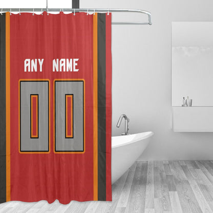 Custom Football Tampa Bay Buccaneers style personalized shower curtain custom design name and number set of 12 shower curtain hooks Rings