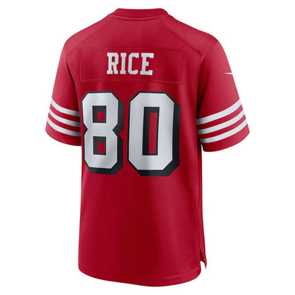 SF.49ers #80 Jerry Rice Scarlet Retired Alternate Game Jersey Stitched American Football Jersey