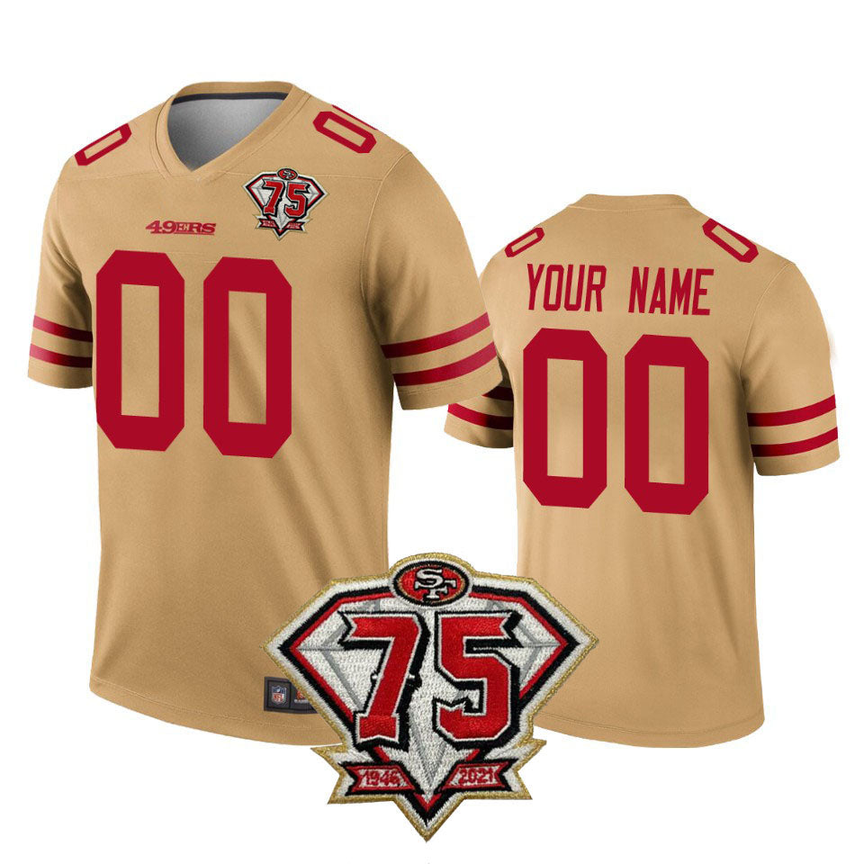 Custom Football San Francisco 49ers Gold Stitched American Football Jersey