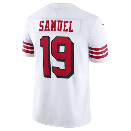 SF.49ers #19 Deebo Samuel Scarlet 75th Anniversary Alternate White Stitched Game Jersey