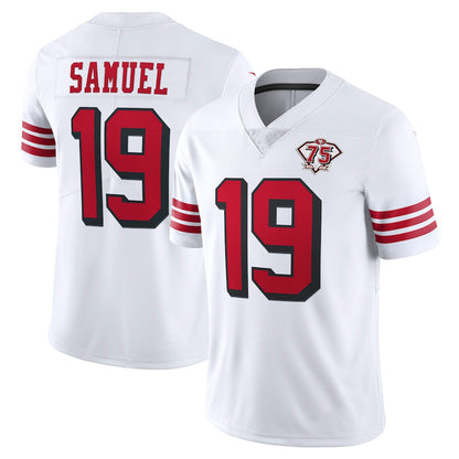 SF.49ers #19 Deebo Samuel Scarlet 75th Anniversary Alternate Red Stitched Game Jersey