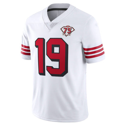 SF.49ers #19 Deebo Samuel Scarlet 75th Anniversary Alternate White Stitched Game Jersey