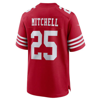 SF.49ers #25 Elijah Mitchell Scarlet Team Player Game Jersey Stitched American Football Jerseys