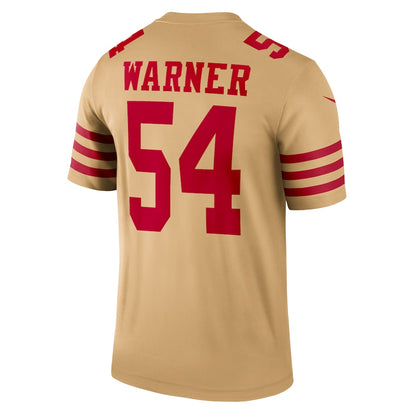 SF.49ers #54 Fred Warner Gold Inverted Legend Jersey Stitched American Football Jersey