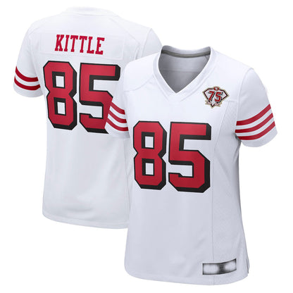 SF.49ers #85 George Kittle  White 75th Anniversary 2nd Alternate Game Jersey Football Jerseys