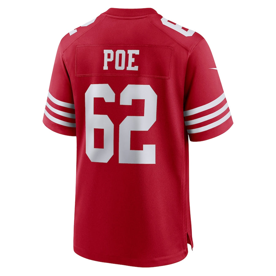 SF.49ers #62 Jason Poe Scarlet Game Player Jersey Stitched American Football Jerseys