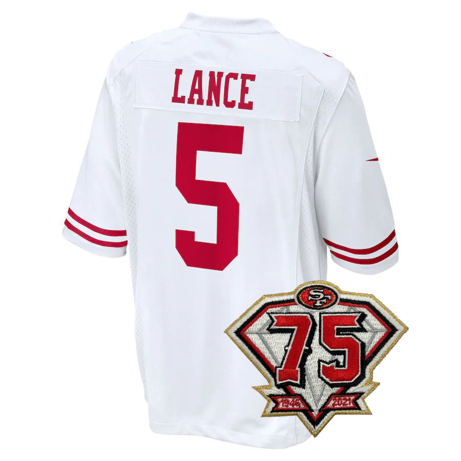 Men's Kids Women's  SF.49er #5 Trey Lance Football Jersey Red White Black