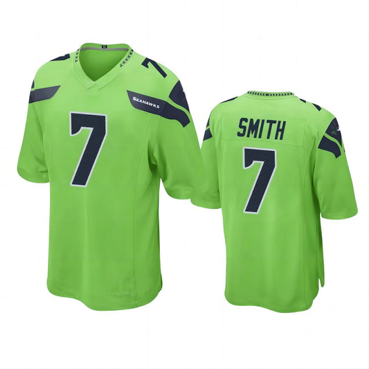 S.seahawks #7 Geno Smith Neon Green Game Jersey Stitched American Football Jerseys
