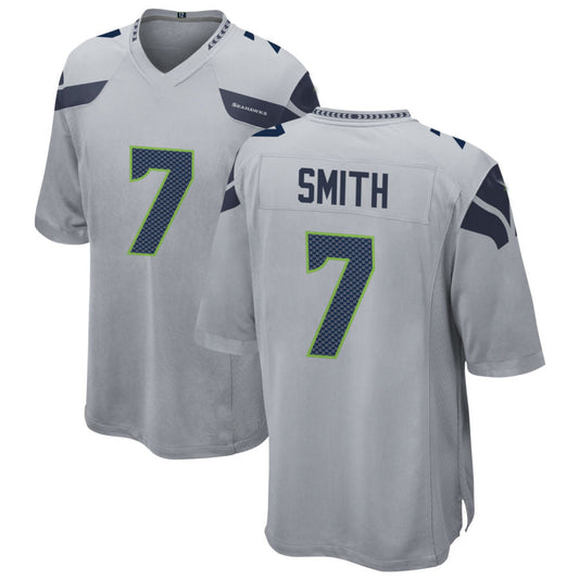 S.seahawks #7 Geno Smith  Gray Game Custom Jersey Stitched American Football Jerseys