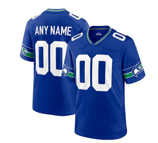 Custom Seattle Seahawks Throwback Royal Stitched Jersey 2023 New