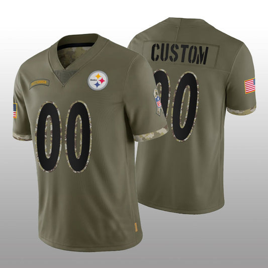 Custom Football Pittsburgh Steelers Stitched Olive 2022 Salute To Service Limited Jersey