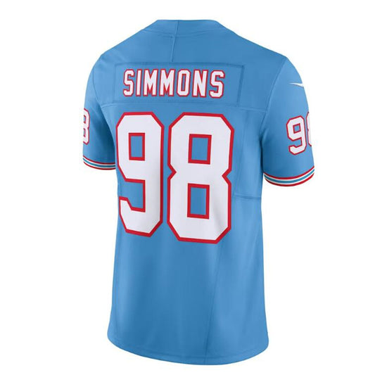 T.Titans #98 Jeffery Simmons  Light Blue Oilers Throwback Vapor F.U.S.E. Limited Jersey Stitched American Football Jerseys