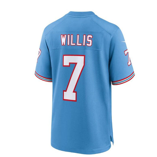 T.Titans #7 Malik Willis Light Blue Oilers Throwback Alternate Game Player Jersey Stitched American Football Jerseys