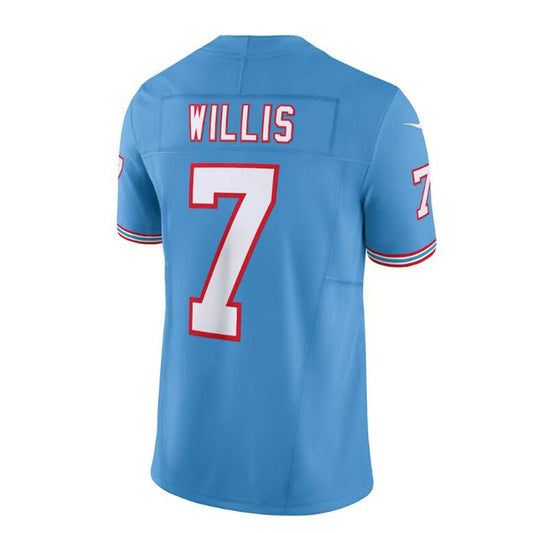 T.Titans #7 Malik Willis Light Blue Oilers Throwback Vapor F.U.S.E. Limited Jersey Stitched American Football Jerseys