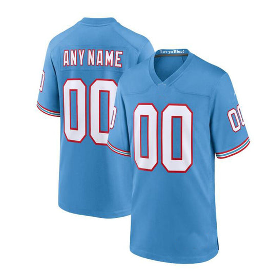 Custom Tennessee Titans Light Blue Oilers Throwback Game American Stitched Jerseys