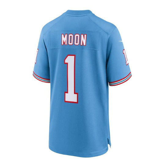T.Titans #1 Warren Moon Light Blue Oilers Throwback Retired Player Game Jersey Stitched American Football Jerseys