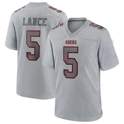 Football Stitched #5 Trey Lance SF.49er Gray Atmosphere Fashion Game Jersey