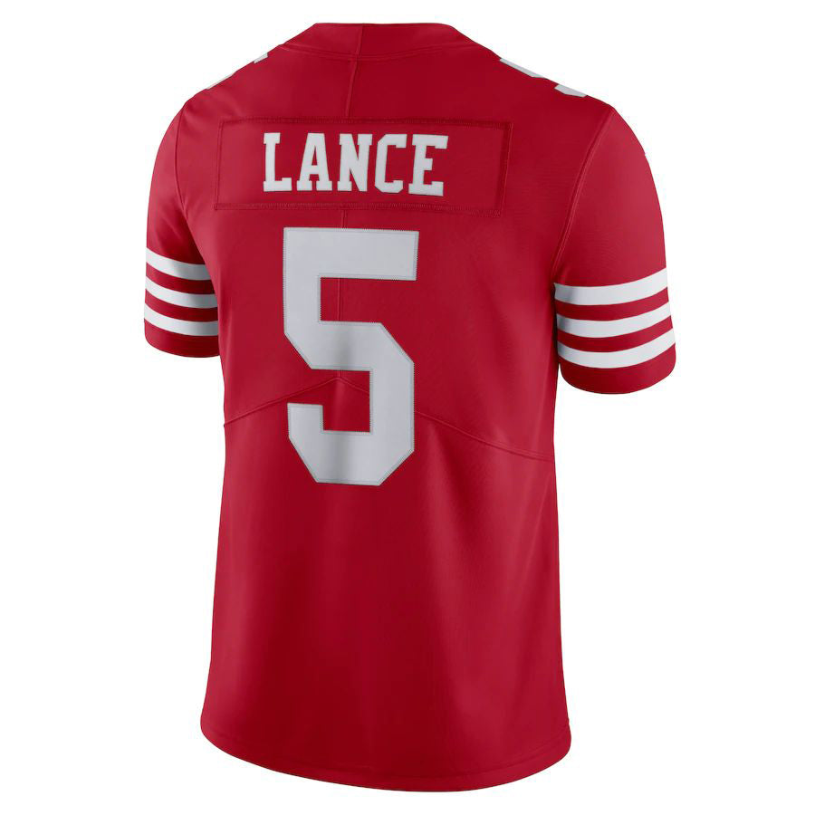 Custom 5 Trey Lance New SF.49ers Red Stitched American Football Jerseys 2022