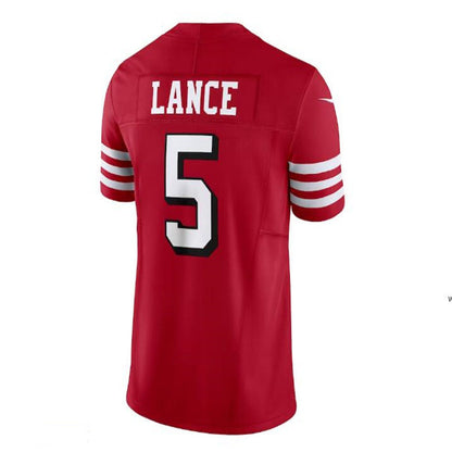 SF. 49ers #5 Trey Lance Vapor F.U.S.E. Limited Jersey - Scarlet Stitched American Football Jersey