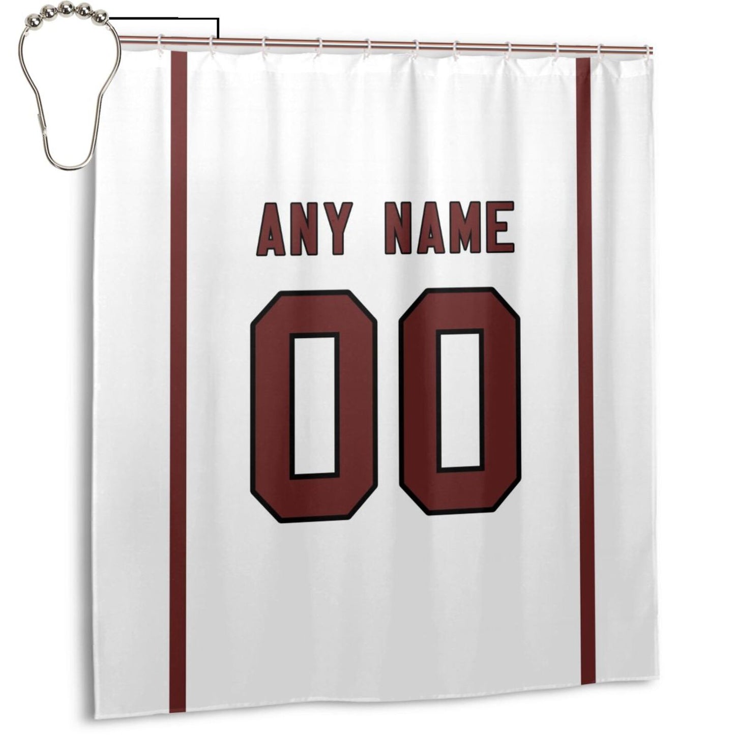 Custom Football Arizona cardinal style personalized shower curtain custom design name and number set of 12 shower curtain hooks Rings