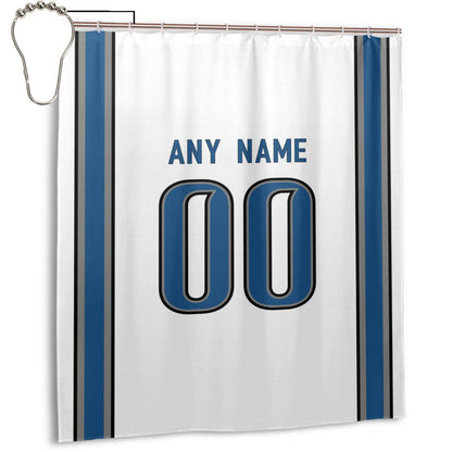 Custom Football Detroit Lions style personalized shower curtain custom design name and number set of 12 shower curtain hooks Rings